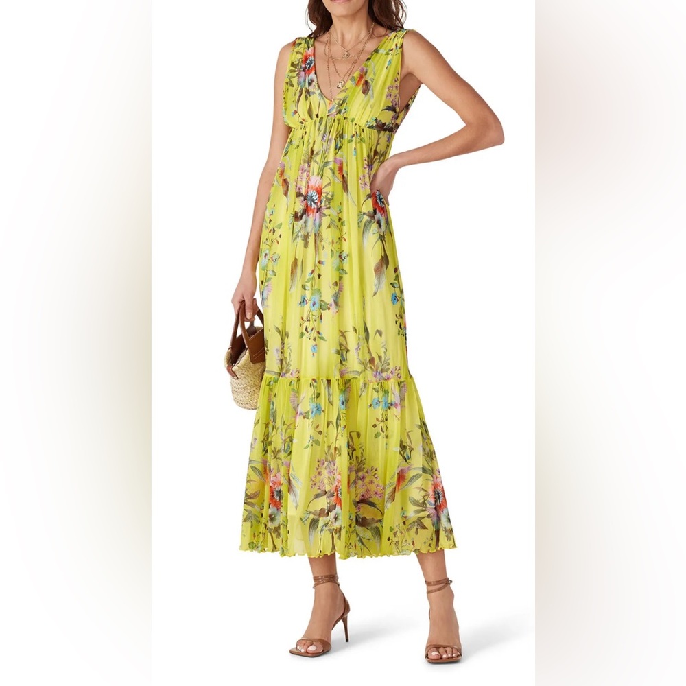 Fuzzi Floral Pleated Maxi Dress Size Medium